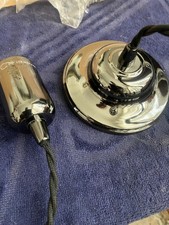 B&Q Ceiling Rose Pendant Light Fabric Flex Hanging Lamp Holder E27 Kit