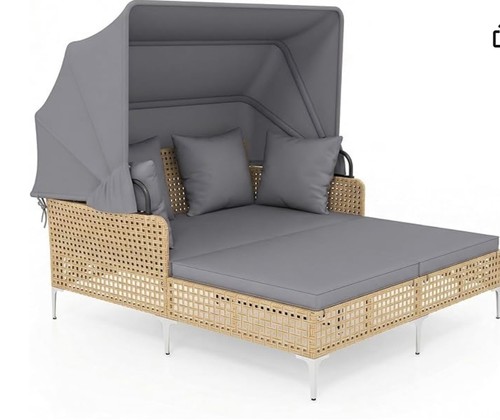 Rattan garden daybed - rattan,