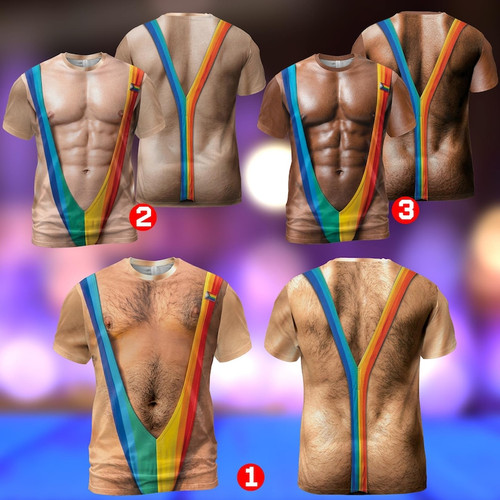 Funny rainbow mankini fake - 3d,