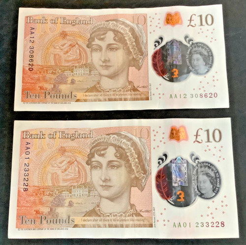 Ten pound banknote - pound, (x2)