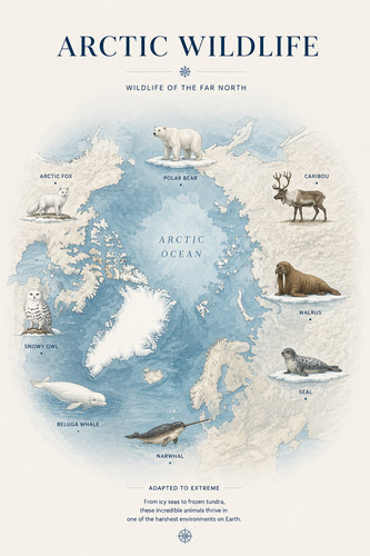 Arctic wildlife map - arctic,