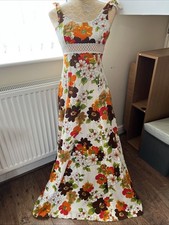 Vintage 60s Horrockses Fashions Maxi Dress Cotton Made in Britain Floral Boho
