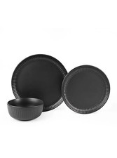 George Home Black Ribbed Dinner Set 12 Piece