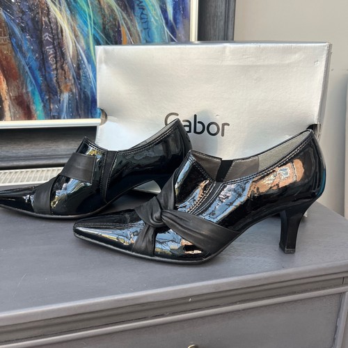Gabor black patent low heel - black,