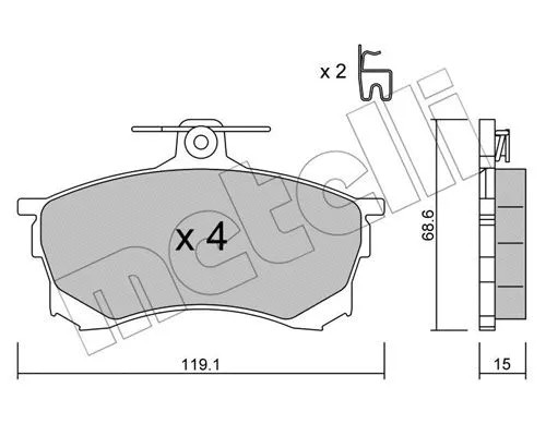 Front brake pad set - front,