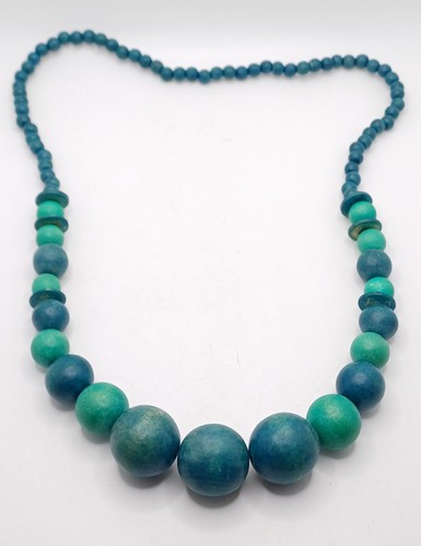 Long chunky turquoise wooden - chunky,