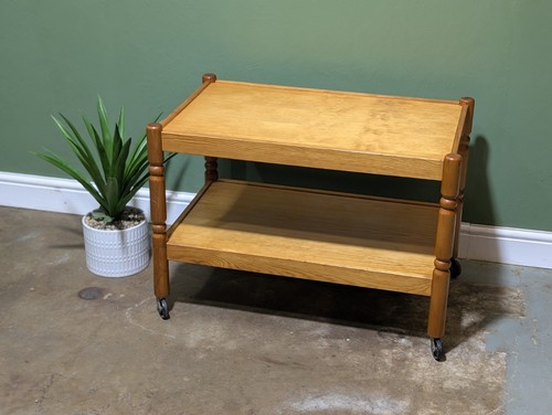 Vintage teak pine trolley - &,