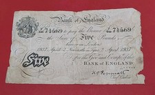 B241G  ,Very  Rare  Peppiatt   White £5  Newcastle Branch Note 1936,,gvg/ Af  