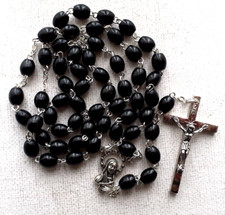 Wood rosary black oval - black,
