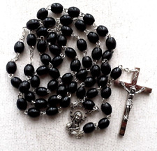 WOOD ROSARY     Black    Oval Beads    Made in Italy
