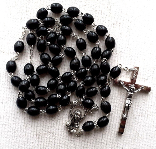 Wood rosary black oval - wood,