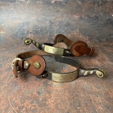 Set of 2 Western Style Cowboy Men’s  10 Point Boot Spurs w/ Sterling Overlays