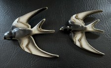 Vintage Ceramic Flying Birds ceramic Swifts  Wall Plaques X 2 collectibles 