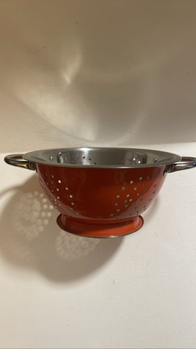 Red enamel colander - enamel,
