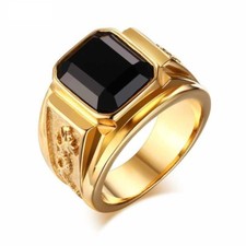 18K GOLD EP BLACK CZ EMERALD