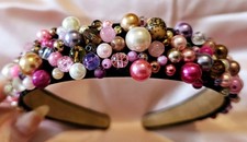 New Quality Handcrafted Faux Pearl & Gem & Crystal Ladies Headband 