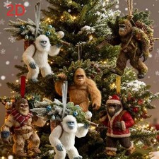 2D flat  Bigfoot Christmas Acrylic Ornament - Fun Christmas Tree Yeti Decoration