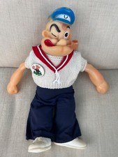 VINTAGE 1950s POPEYE SAILOR MAN DOLL TOY FIGURE 19" VINYL HEAD & LIMBS SOFT BODY