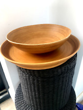 WOODEN  ROUND BOWL & PLATE  HOME DECOR LOUNGE KITCHEN BATHROOM SERVING PLATE