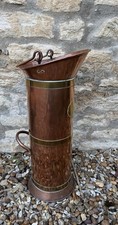Dutch 7 Kan Coal Scuttle Umbrella Stick Stand Brass Copper Antique Box Joints