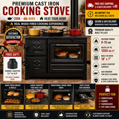 Cast iron wood - wood, oven