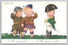 WWI Comic Postcard Children Mock Napoleon by L.A. Mauzan "If He Came Back" c1915