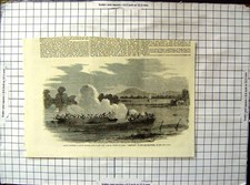 Old Action Chinese Row Galley Small Cutter Hms Amethyst Canton River