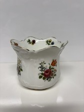 Vintage Brosnic Victoriana Bone China Planter: Embossed Floral Decor