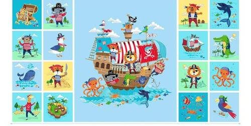 Pirate quilt quilting panel - pirate,