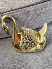 Vintage Brass Flat Back Swan Ornament