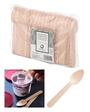 Utopia 100 x Ice Cream Small Spoons Disposable Wooden Utensils Wooden Cutlery