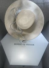 Whiteley Women's Champagne w/Grey Bows & Feathers Wedding Wide Brim Hat Wedding