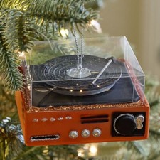 Record Player Glass Ornament -