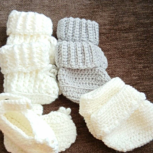 Handmade crochet baby bootie - handmade,