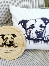 STAFFORDSHIRE BULL TERRIER cushion with Storage pocket  dog lover gift