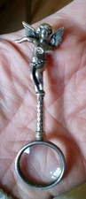 Vintage Sterling SILVER Novelty CHERUB Magnifying Glass Pendant VGC
