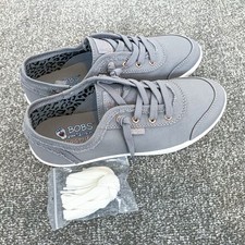 Ladies Womens Skechers Bobs B Cute Canvas Grey Trainers Slip On Slip In Shoes