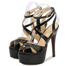 Women High Heel Sandals Catwalk Shoes Platform Stiletto Cross Strap Plus Size