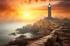LIGHTHOUSE SEASCAPE CANVAS PICTURE PRINT WALL ART