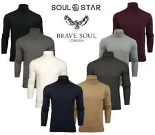 Mens Turtle Roll Neck Jumper Brave Soul Knitted Long Sleeve Pullover Sweater