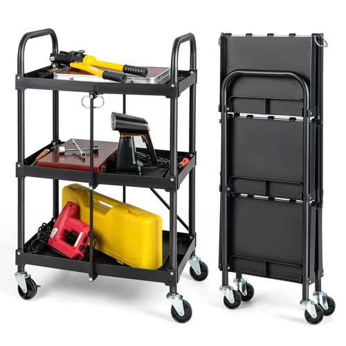 Tier folding storage trolley - 3-tier,
