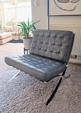 Barcelona Style Chair Grey Leather
