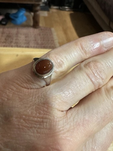 Silver ring with brown stone - silver,