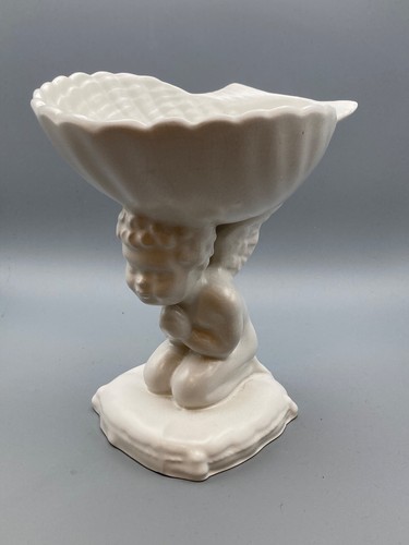 Vintage white cherub - , pedestal