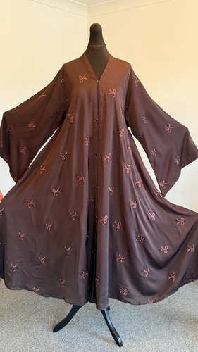 Women bow embroidery abaya - embroidery,