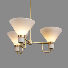 Modern Brass Three Light Glass