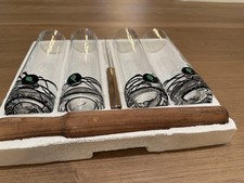 Barware Bundle 4 Black String Art 3 D Mojito Glasses With Leaf +Wooden Muddler