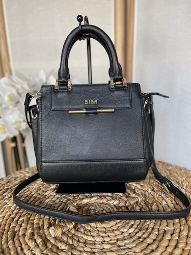 Biba black leather handbag
