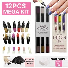 Nail Art Pens Set 12 pcs | Varnish Polish Decorate Design Nails Mega Kit
