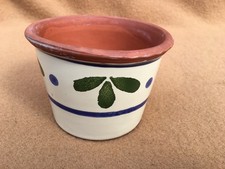 Small Glazed Terracotta planter/pot Simple Floral Design 3" high